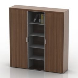 Ruskea puinen kirjahyllyn liukuovi 3d-malli