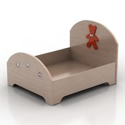 سرير خشب للطفل موديل 3D