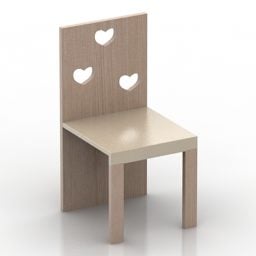 Sedia semplice con schienale in pannello di legno modello 3d
