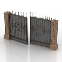 Stalen poortdeur met kolom 3D-model