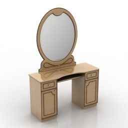 Owalne lustro na toaletce Model 3D
