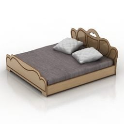Bed Retro Style With Blanket 3d model