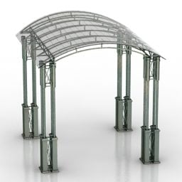 نموذج هيكل المظلة الفولاذية ثلاثي الأبعاد