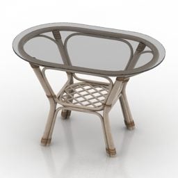 Вуличний скляний стіл з ротанговою рамою 3d модель