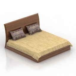 Vintage Bed With Yellow Blanket 3d model