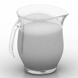 Brocca di vetro con modello 3d di latte