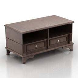 Asian Antique Low Cabinet With Drawers 3d model