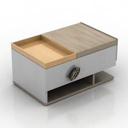 Einfacher Nachttisch aus braunem Holz, 3D-Modell