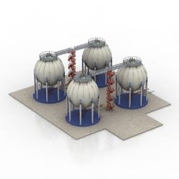 Power Gaz Industrial Building Station 3d model