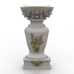 花瓶装饰雕刻风格3d模型