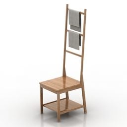 Decorative High Back Wood Chair 3d model