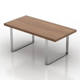 Nowoczesny drewniany stół ze stalową ramą Model 3D