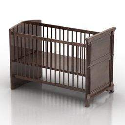 Berço cama marrom madeira modelo 3d