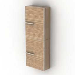 خزانة خشبية بسيطة مع مقبض نحاسي نموذج ثلاثي الأبعاد