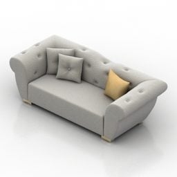 Modern stoppad soffa med kudde 3d-modell