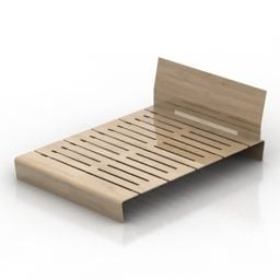 Ash Wood Bed Modern Platform 3d model