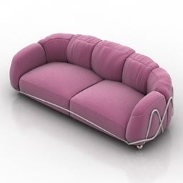 Рожевий м'який диван гладкої форми 3d модель