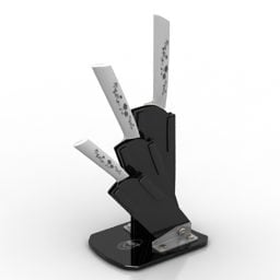 Кухонні ножі з підставкою 3d модель