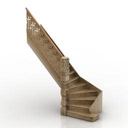 लकड़ी की सीढ़ी ट्विस्ट आकार 3डी मॉडल