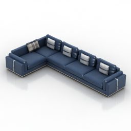 Μπλε υφασμάτινο έπιπλο καναπέ 3d μοντέλο