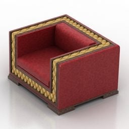 Klassinen nojatuoli, punainen tekstiili 3d-malli