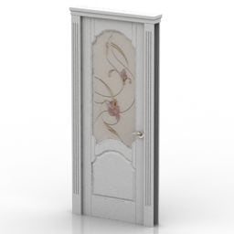 Hvit dør med dekorativt panel 3d-modell