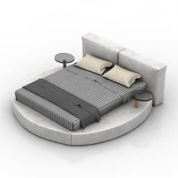 Upholstered Bed Round Shape Platform 3d model