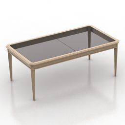 Tavolo in vetro con struttura in legno modello 3d