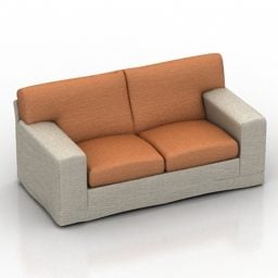 3д модель современного двухместного дивана с обивкой