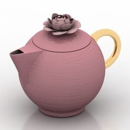 โมเดล 3 มิติกาน้ำชาสีชมพูสำหรับตกแต่ง