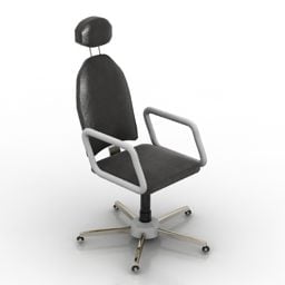 Simple Wheels Chair Black Leather 3d modell