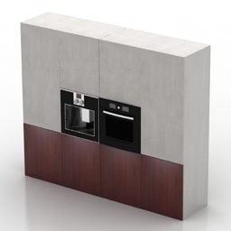Platte keukenkast met oven 3D-model