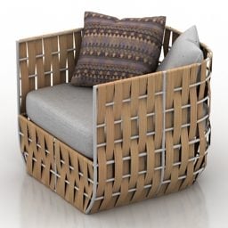 Rattan Armchair With Cushion 3d model