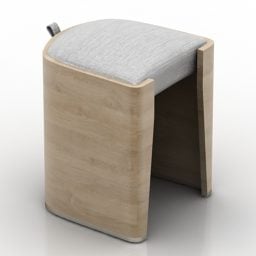 Modello 3d con struttura in legno e cuscino per sedile