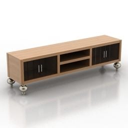 Modelo 3D de madeira do gabinete de TV da sala de estar