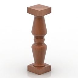 Balaustre de barandilla de madera modelo 3d