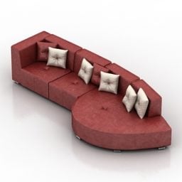 Sofá de espera estofado em formato curvo Modelo 3D