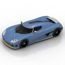 Bugatti Sport Car Bleu Peint modèle 3D