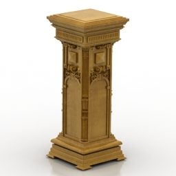 Classic Column With Carved Head Decorative 3d model