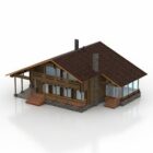 木造の石造りの家の茶色の屋根