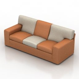 Sofa Bed With Ottoman Beige Color 3d model