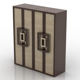 棕色胡桃木卧室衣柜3d模型