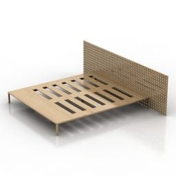 Cama con plataforma moderna modelo 3d de madera de fresno