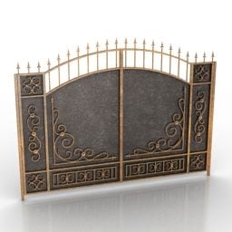 Iron Gate With Decoration Floral 3d model