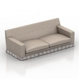 Living Room Leather Sofa, Cushion And Glass Coffee Table 3d model