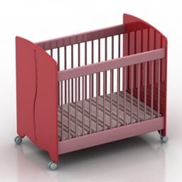 نموذج سرير أطفال وردي ثلاثي الأبعاد