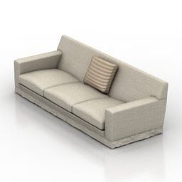 Sofa Three Seats Beige Leather 3d model