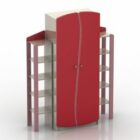 Red Wardrobe With Side Shelf