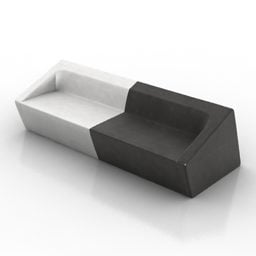 Canapé d'attente noir et blanc modèle 3D