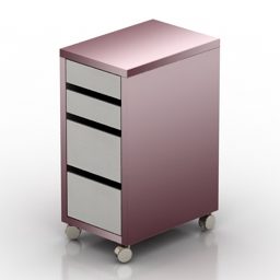 Rosa skåp med lådor 3d-modell